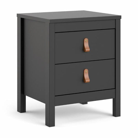 Tvilum Madrid 2 Drawer Bedroom Nightstand for Adults, Black Matte