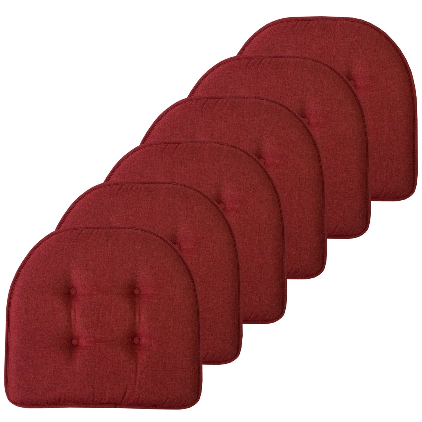 U-Shaped Memory Foam No Slip Back 16 x 16 Chair Pad Cushion 6 Pack - Wine
