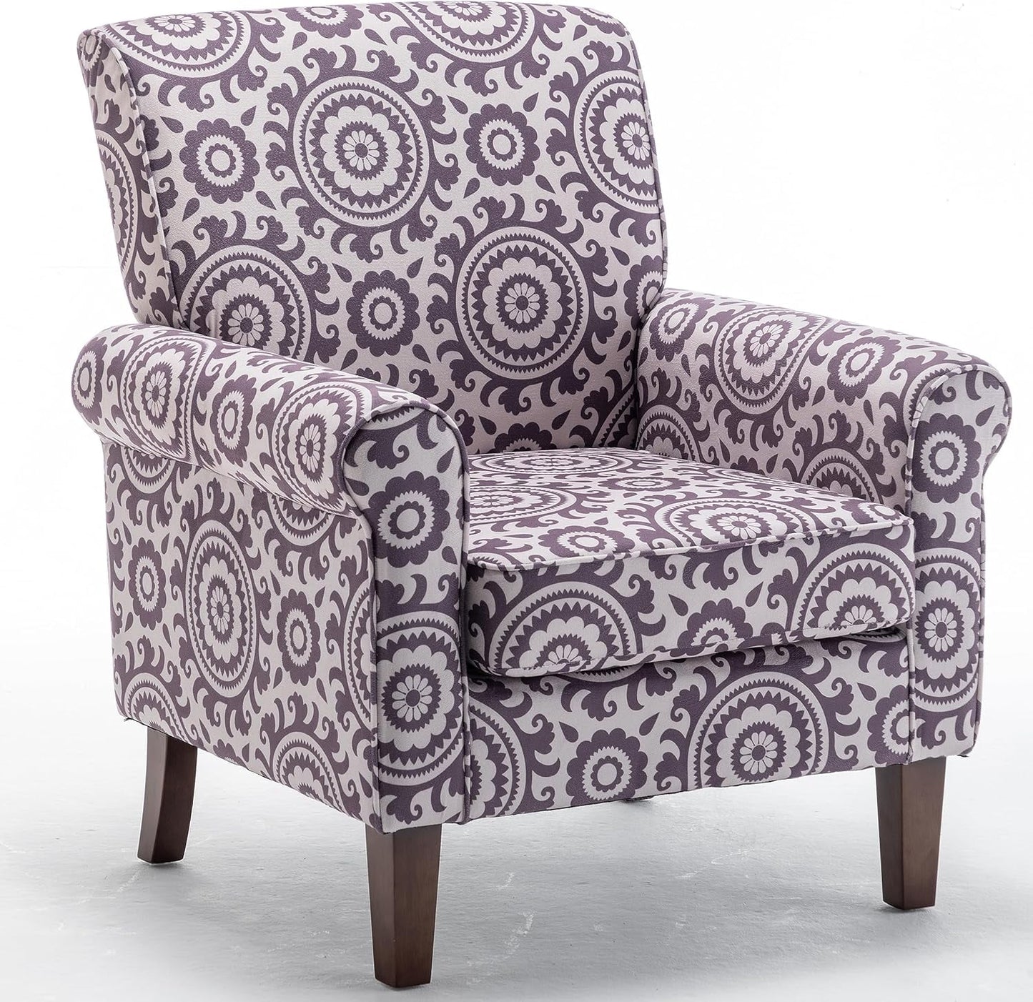 US Pride Furniture Classic Accent Armchair with Birch Wood Frame and Comfortable Rolled Armrests Arm Chairs for Living Room Bedroom and Office DÃ©cor 02 Printed Fabric