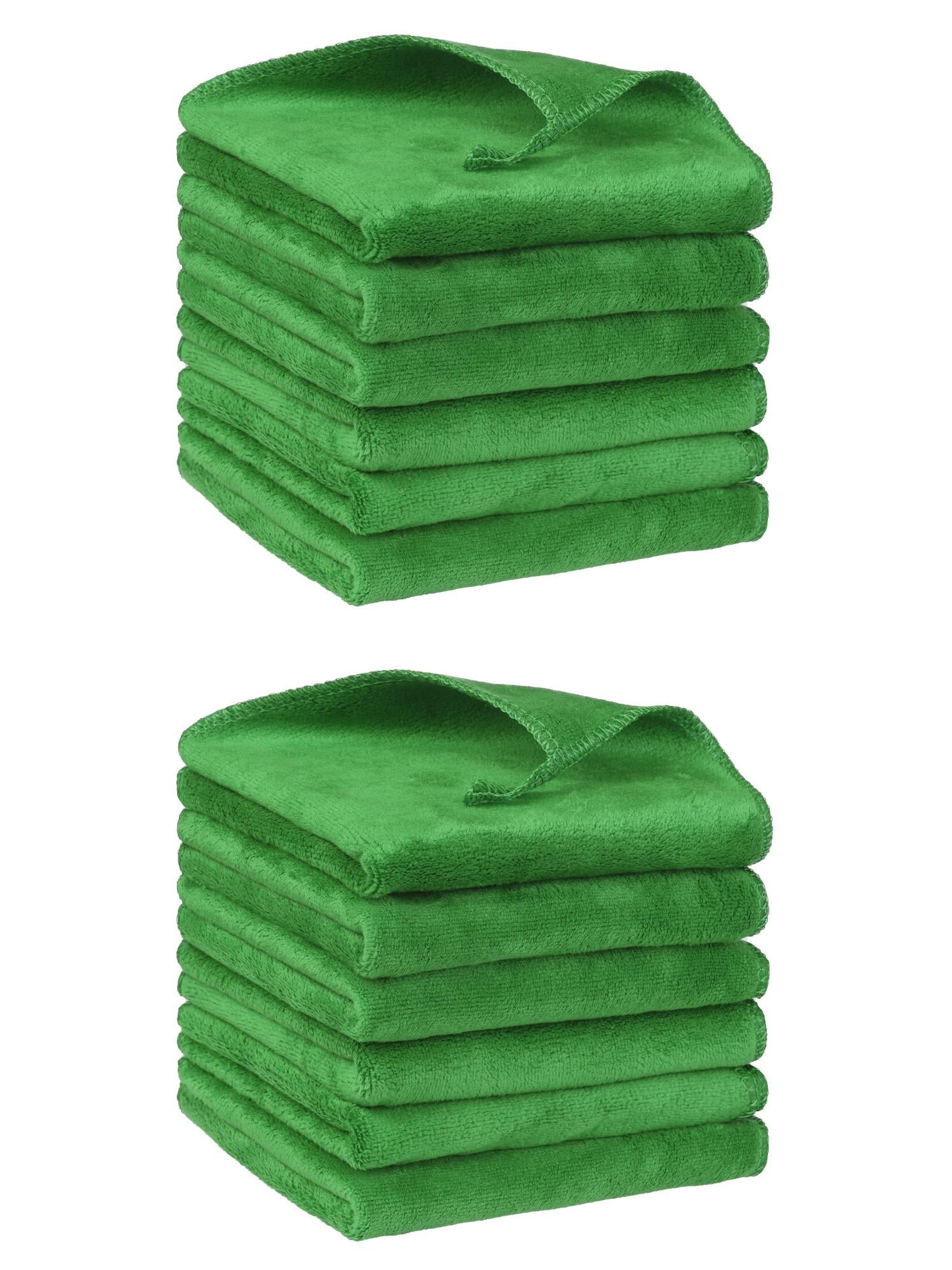 Unique Bargains 12"x12" Microfiber Thick Absorbent Dishwashing Kitchen Towels Green