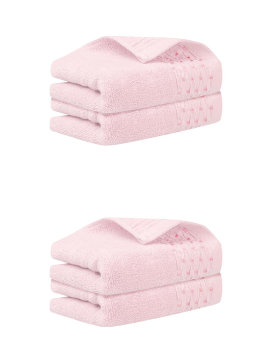 Unique Bargains 14" x 30" Embroidery Pattern Cotton Hand Towels Set Pink 4pk