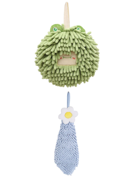 Unique Bargains 2 Pack Chenille Hand Towels 6" x 15"/7" x 7" Blue-1/Green