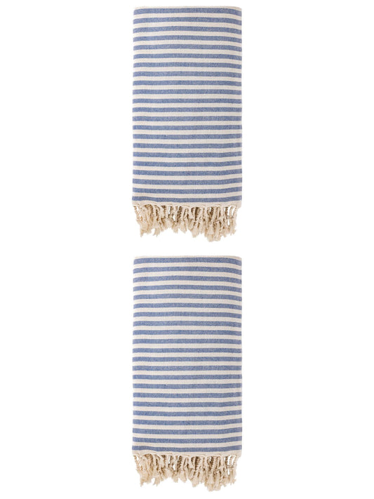 Unique Bargains 2 Pack Soft Sand Free Quick Dry Turkish Towel Blue 71"x40"