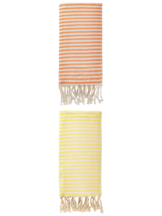 Unique Bargains 2 Pack Soft Sand Free Quick Dry Turkish Towel Orange/Light Yellow 71"x40"