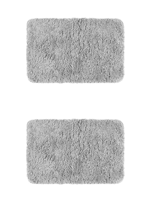 Unique Bargains 2 Pcs Extra Soft Thick Microfiber Non-Slip Plush Bath Mats Grey 16" x 24"/20" x 32"