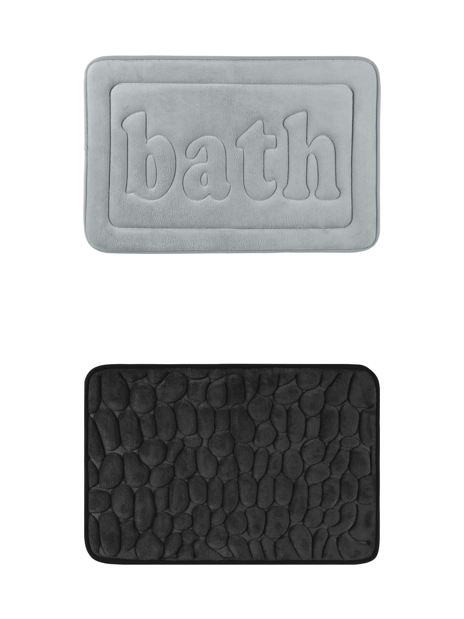 Unique Bargains 2 Pcs Memory Foam Absorbent Bathroom Rugs Black/Light Grey 20" x 32"
