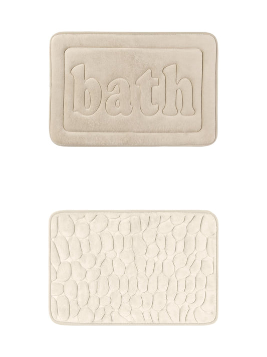 Unique Bargains 2 Pcs Memory Foam Absorbent Bathroom Rugs Khaki 20" x 32"