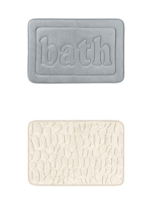 Unique Bargains 2 Pcs Memory Foam Absorbent Bathroom Rugs Khaki/Light Grey 16" x 24"