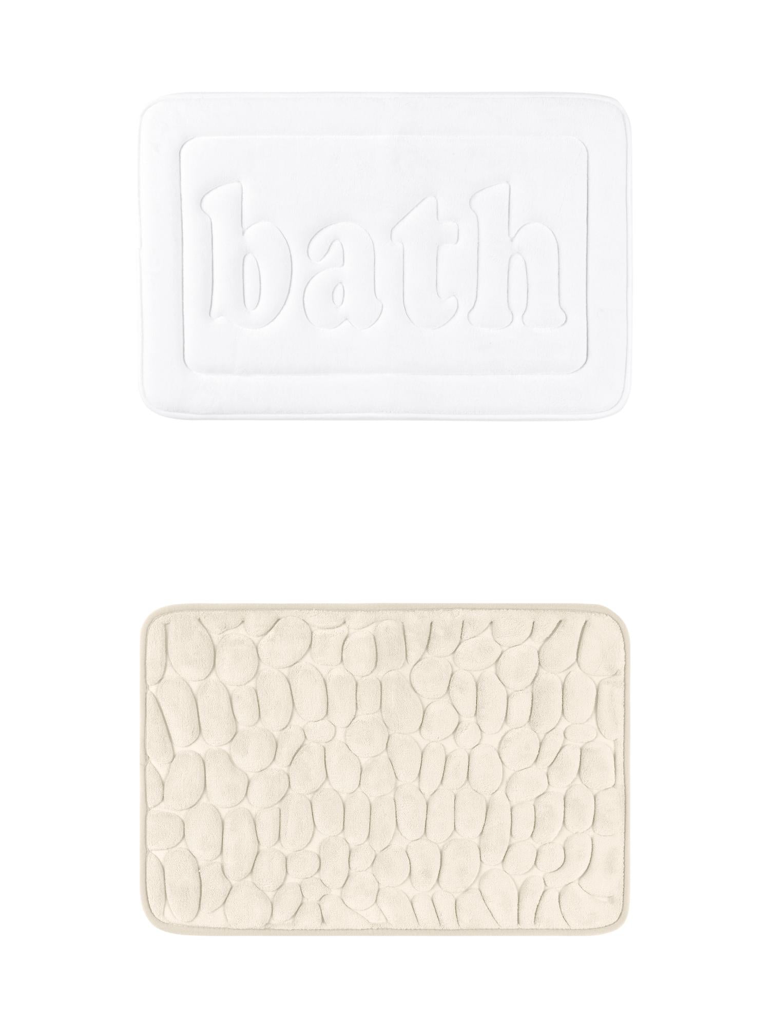 Unique Bargains 2 Pcs Memory Foam Absorbent Bathroom Rugs Khaki/White 16" x 24"