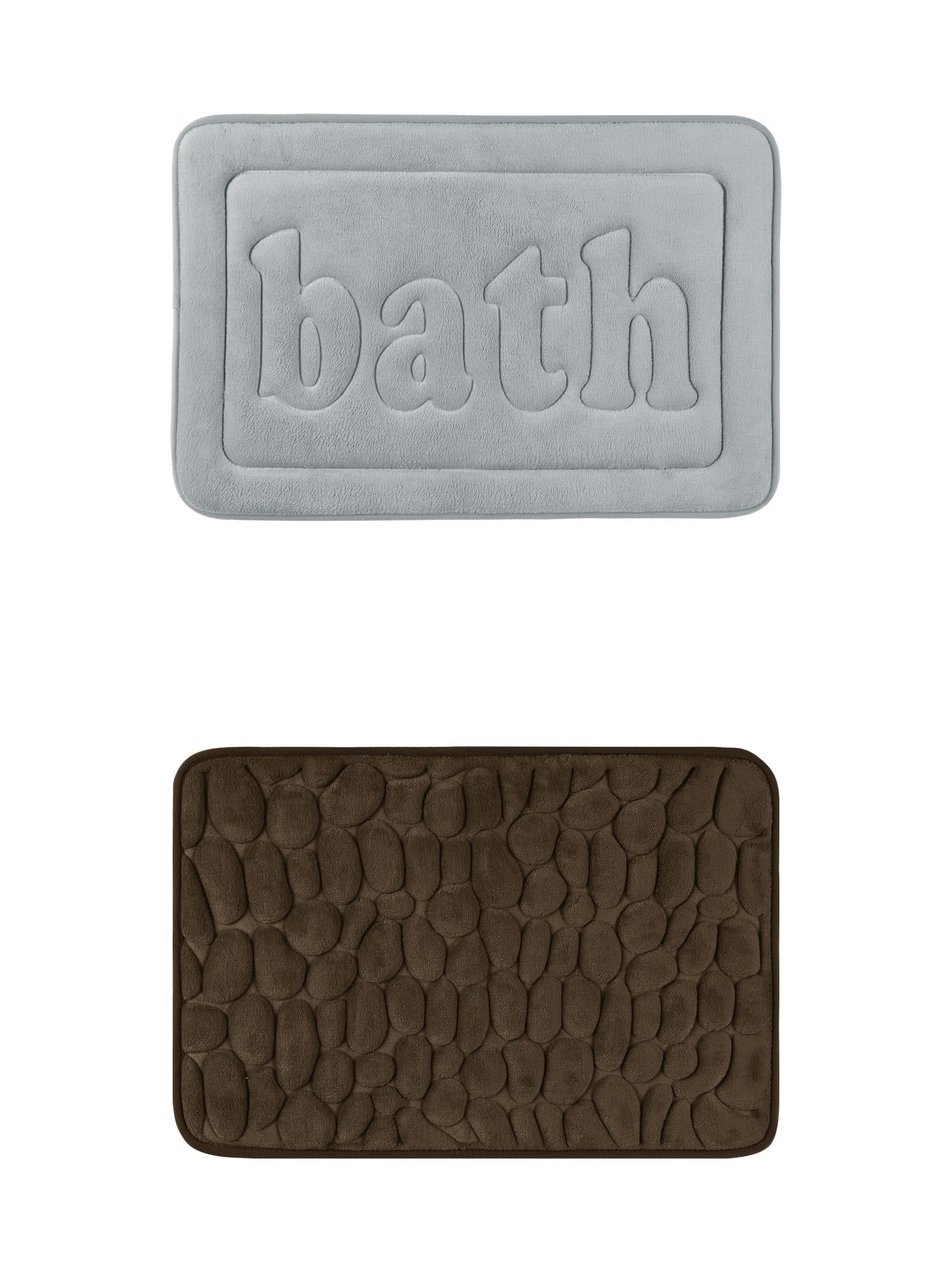 Unique Bargains 2 Pcs Memory Foam Absorbent Bathroom Rugs Light Grey/Brown 20" x 32"