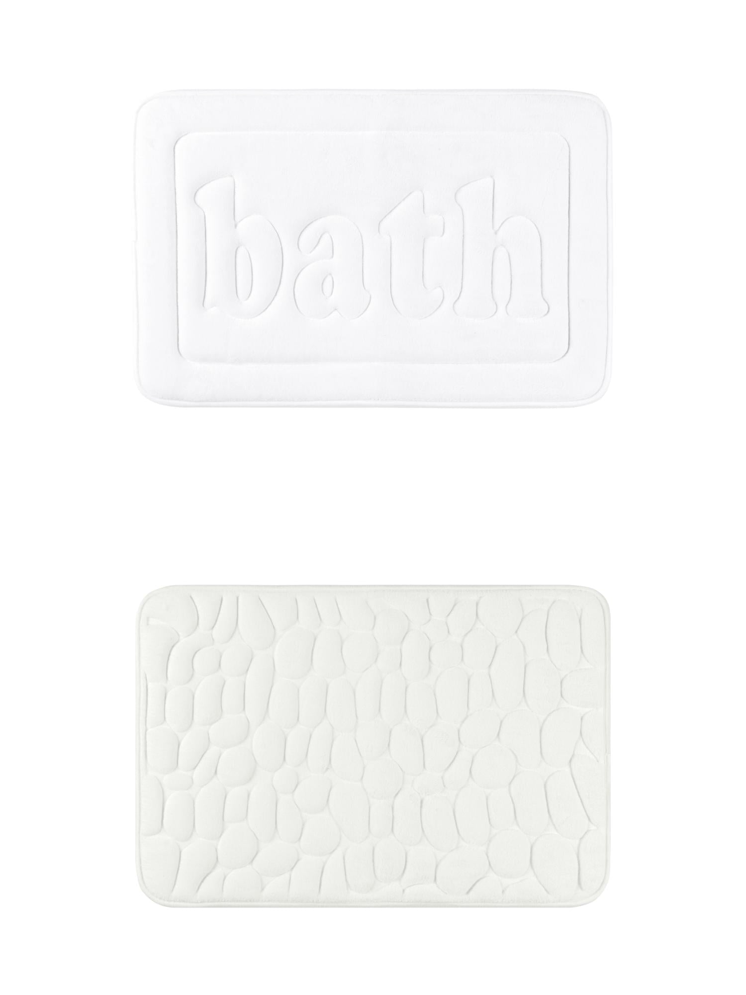 Unique Bargains 2 Pcs Memory Foam Absorbent Bathroom Rugs Milky White/White 16" x 24"