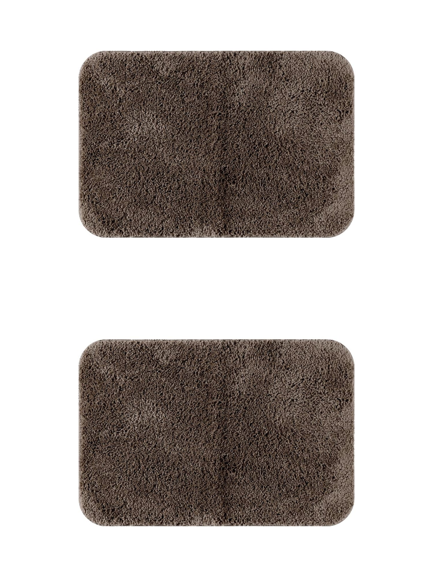 Unique Bargains 2 Pcs Non-Slip Extra Soft Plush Quick Dry Anti Skid Shaggy Bath Mats Brown 16" x 24"