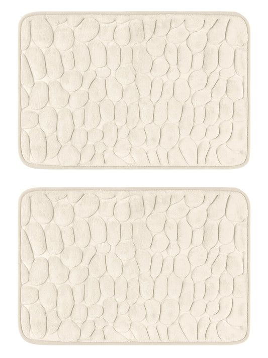 Unique Bargains 2 Pcs Non-Slip Memory Foam Bath Mat Soft Bathroom Rugs for Bathroom, Sink Khaki 16" x 24"