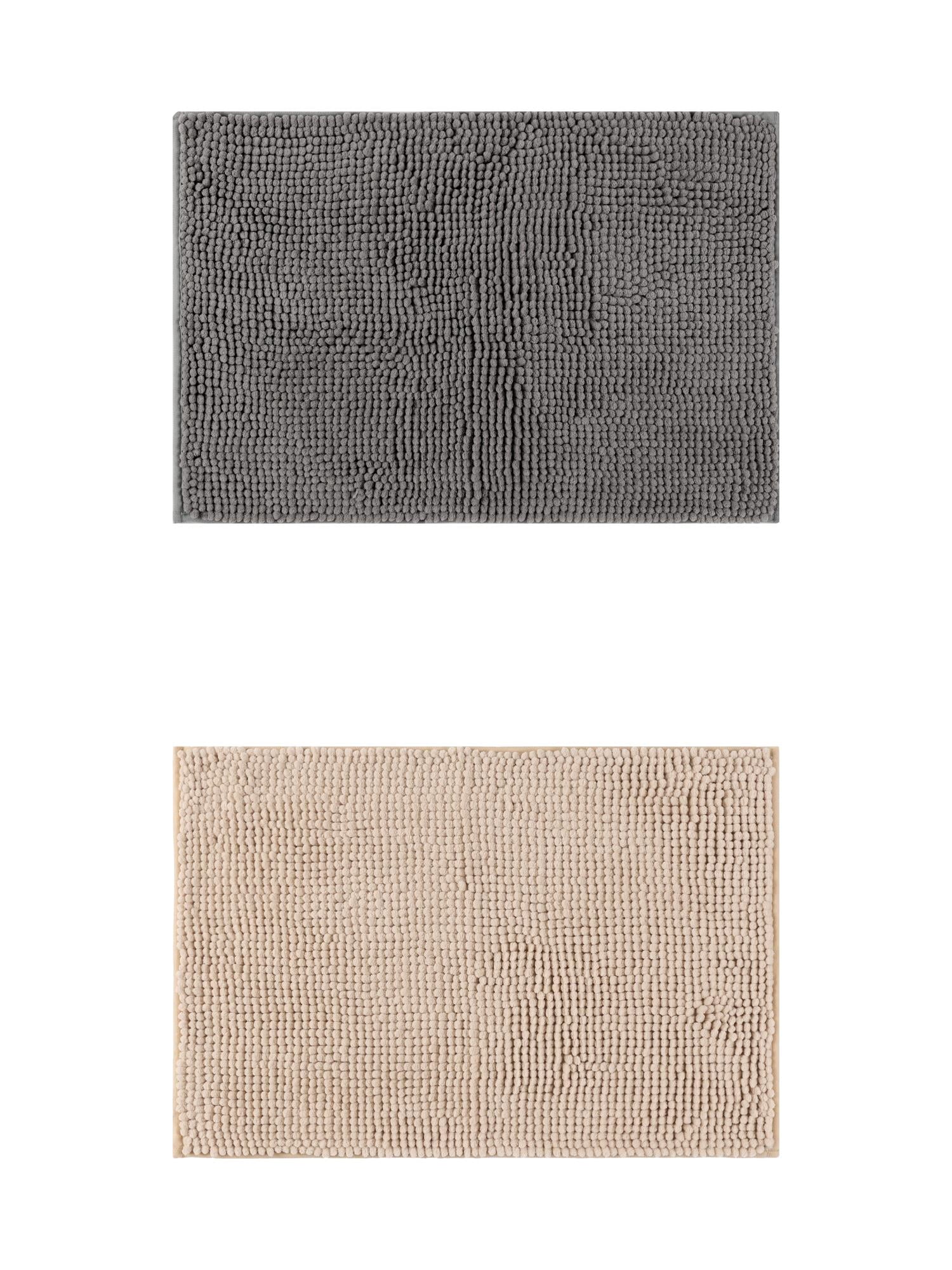 Unique Bargains 2 Pcs Non-Slip Microfiber Bathroom Mats Khaki/Grey 20" x 32"
