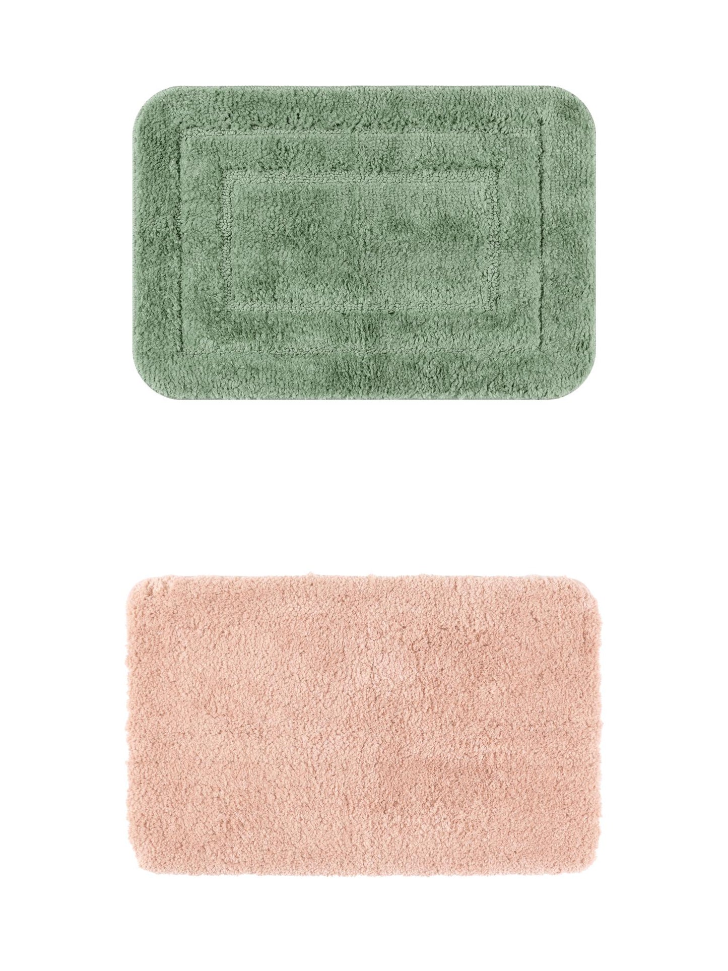Unique Bargains 2 Pcs Non-Slip Soft Quick Dry Bath Rugs Pink/Light Green 20" x 32"