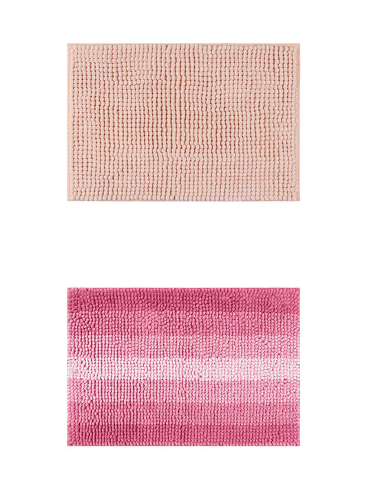 Unique Bargains 2 Pcs Plush Fluffy Extra Thick Mat Pink 20" x 32"