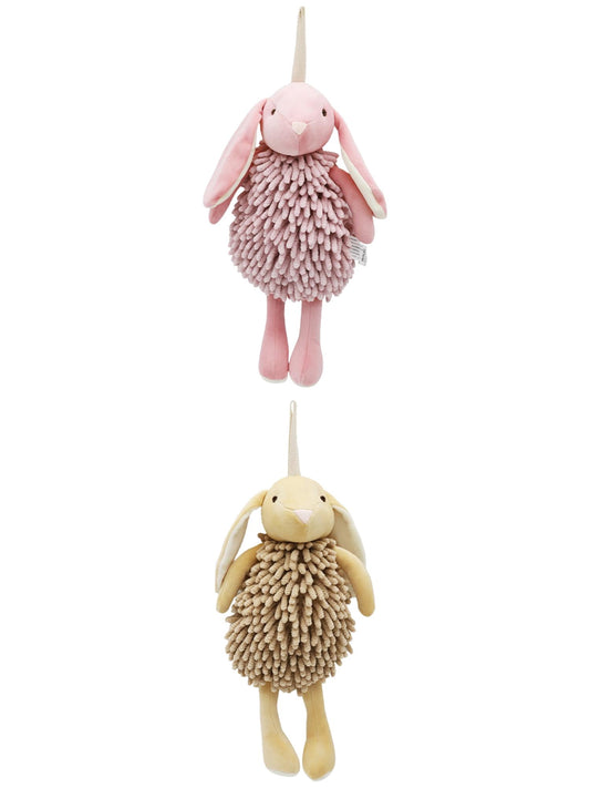 Unique Bargains 2 Pcs Rabbit Hand Towels 6" x 14" Pink/Brown