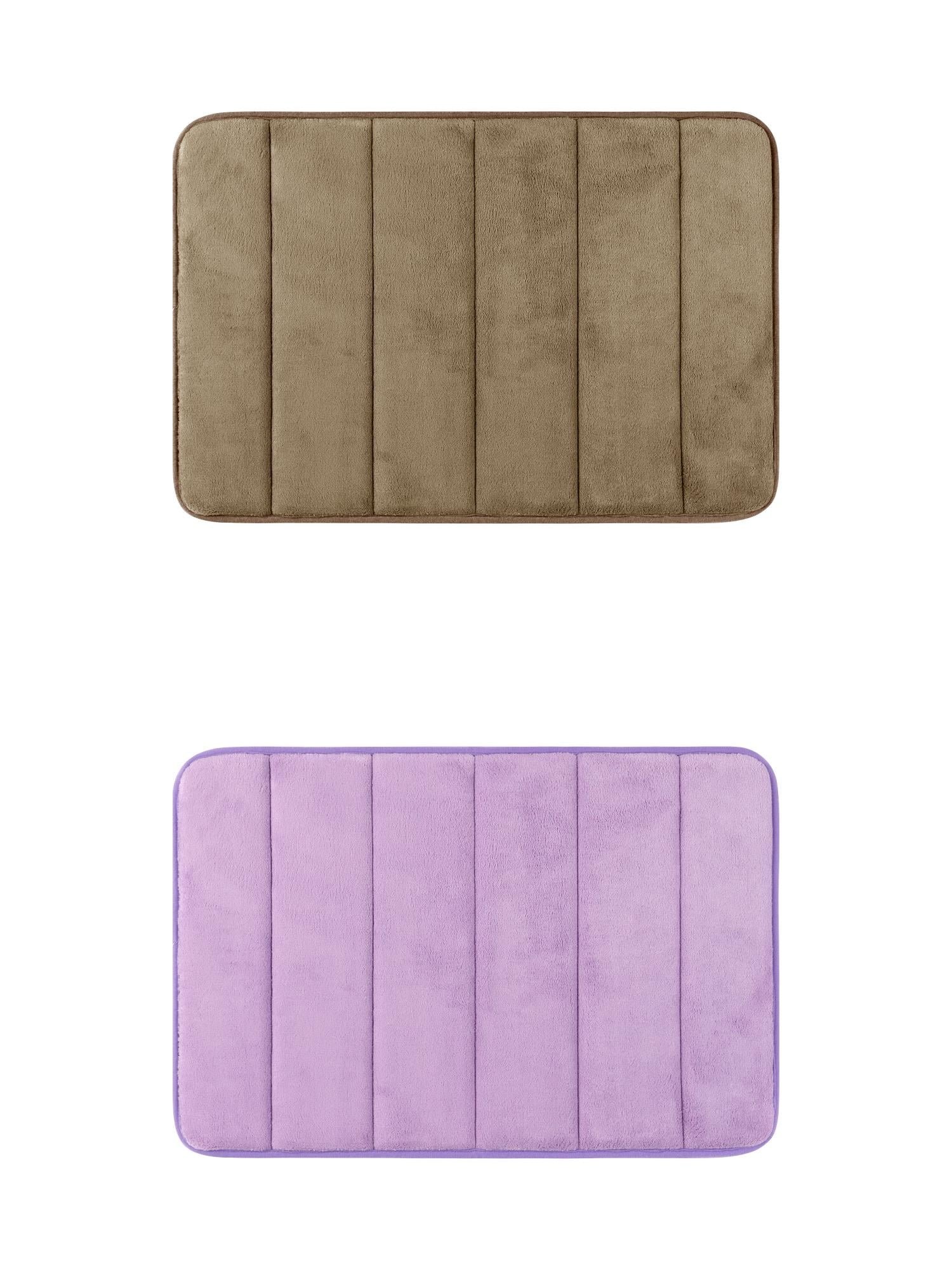 Unique Bargains 2 Pcs Soft Thick Absorbent Quick Dry Bathroom Bath Rugs Non Slip Brown/Purple 16" x 24"