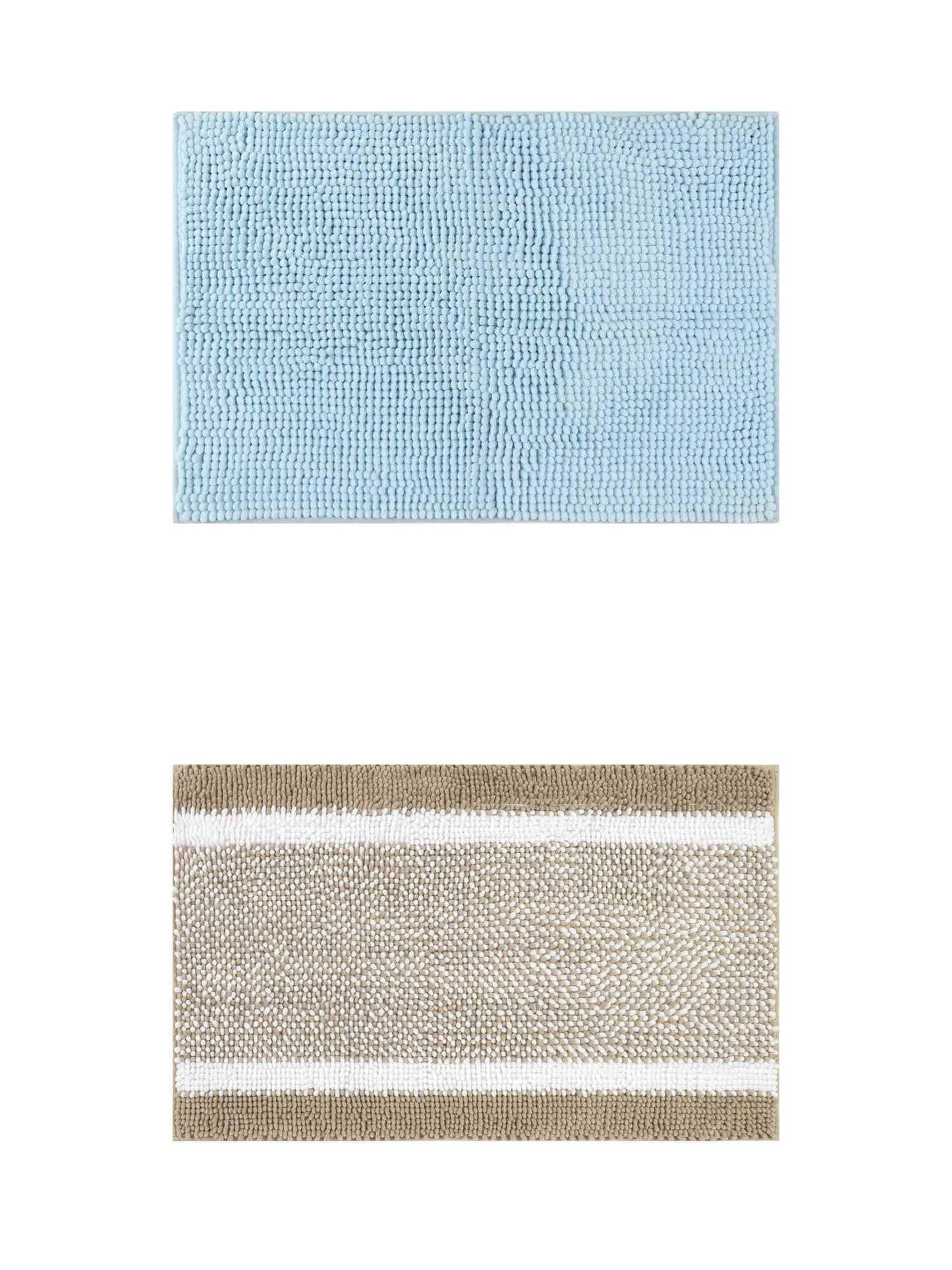 Unique Bargains 2 Pcs Room Rug Mat Plush Shaggy Carpet Blue/Khaki 20" x 32"