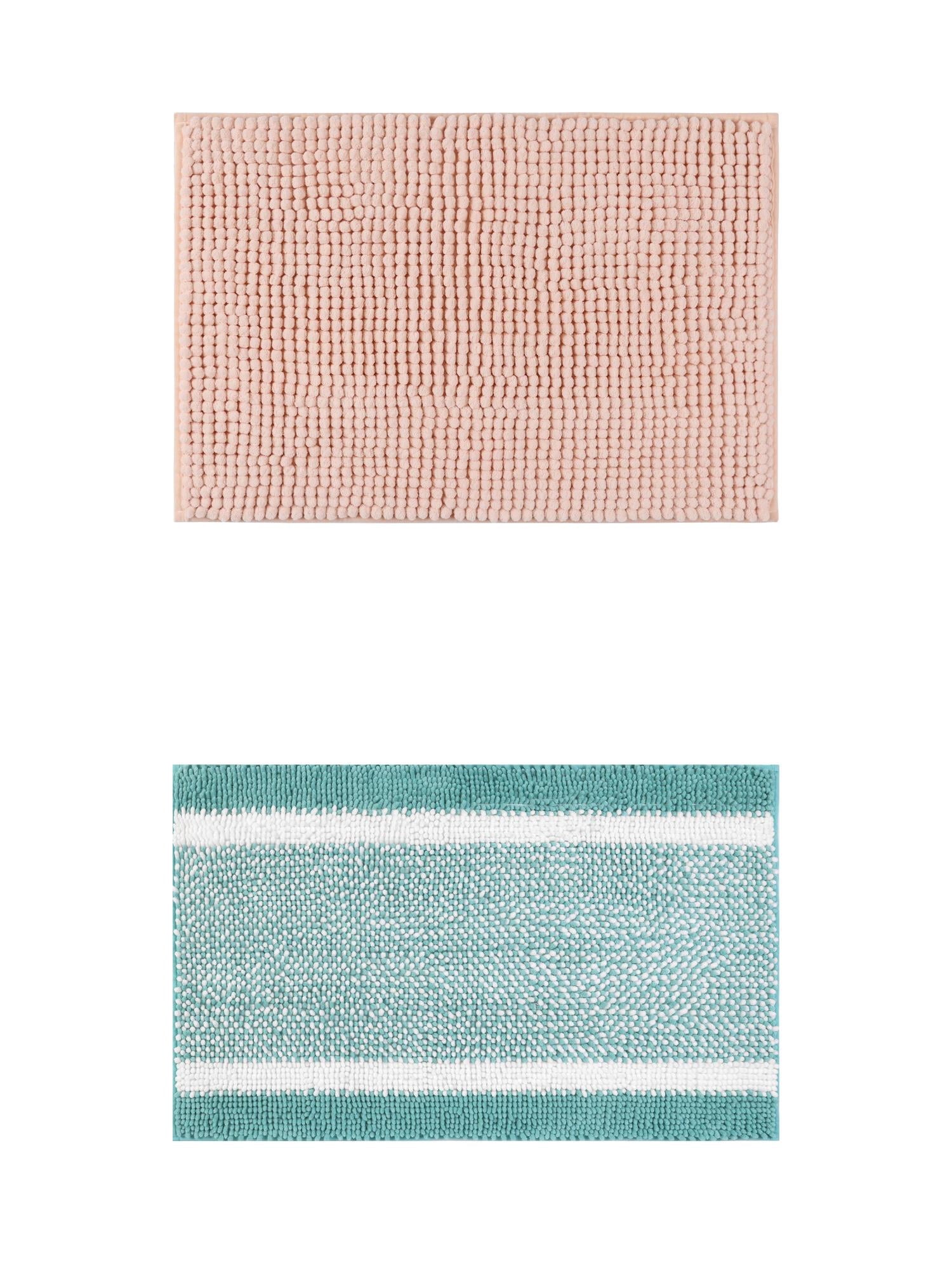Unique Bargains 2 Pcs Room Rug Mat Plush Shaggy Carpet Pink/Green 20" x 32"