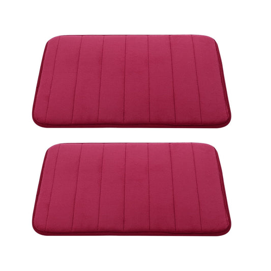 Unique Bargains 2-Piece Memory Foam Non-slip Floor Rug 24" x 16" Burgundy