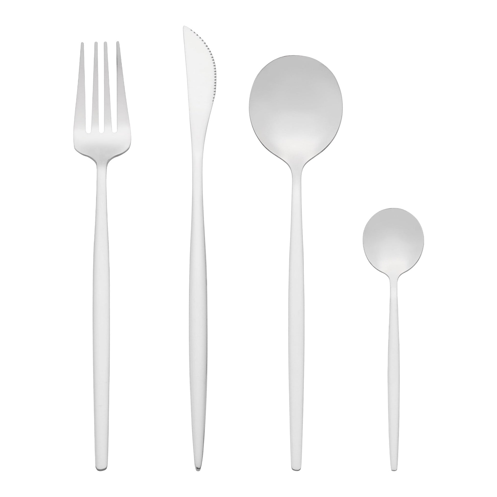 Unique Bargains 24 Pieces Silverware Set Stainless Steel Flatware Silver