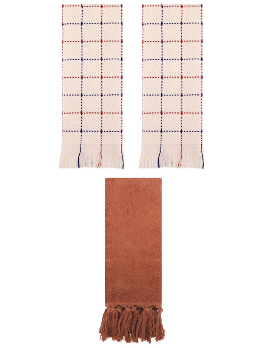 Unique Bargains 3 Pack Cotton Soft Turkish Bath Towel Brown/Beige 14"x30"/13"x29"