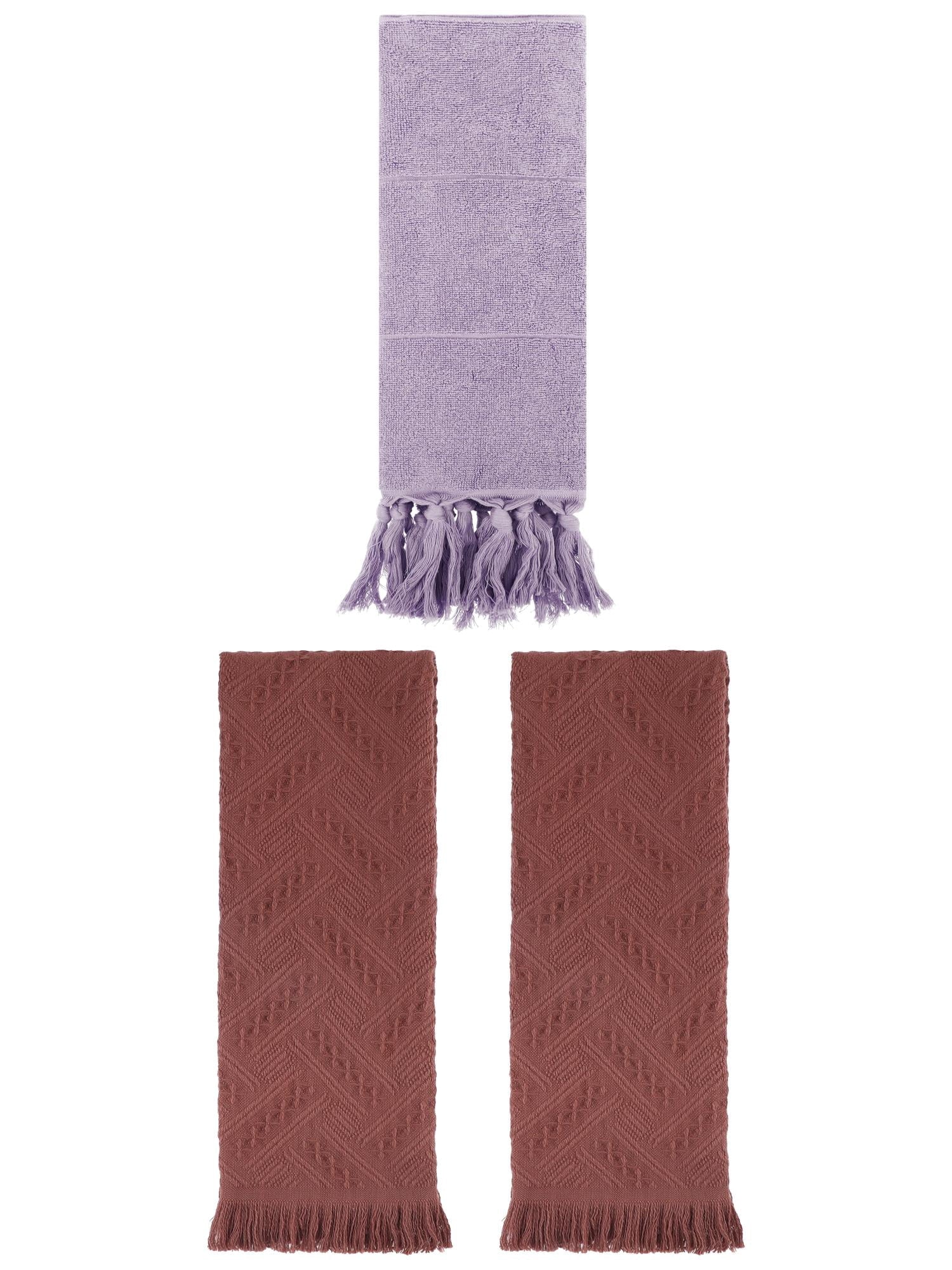 Unique Bargains 3 Pack Soft Boho Turkish Hand Towels Purple/Brown 14"x30"/13"x29"