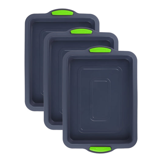 Unique Bargains 3 Packs Nonstick Silicone Baking Pans Colorful 13.4*9.4*1in