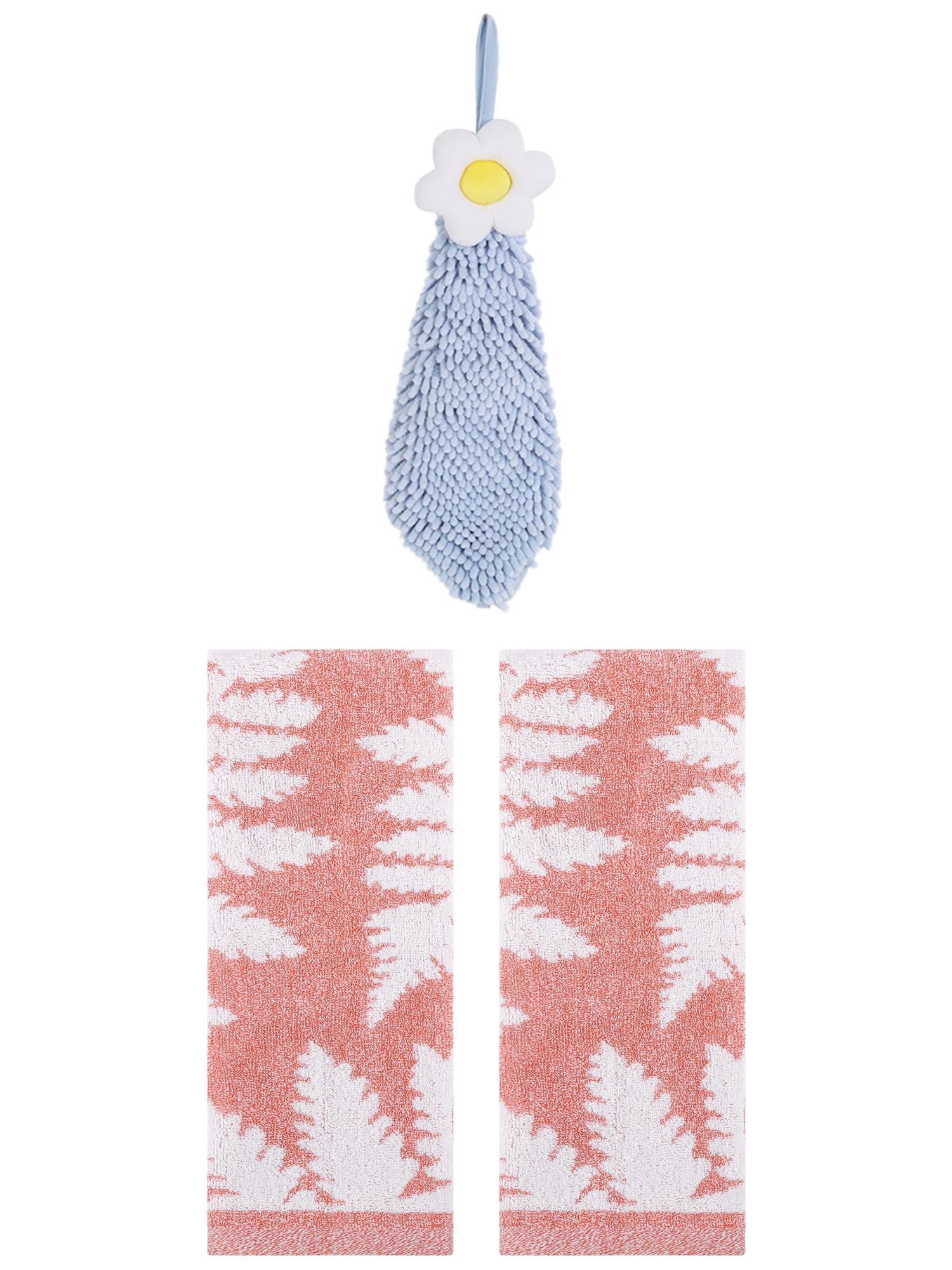 Unique Bargains 3 Pcs Soft Absorbent Hand Towels Pink/Blue-1 13" x 29"/6" x 15"