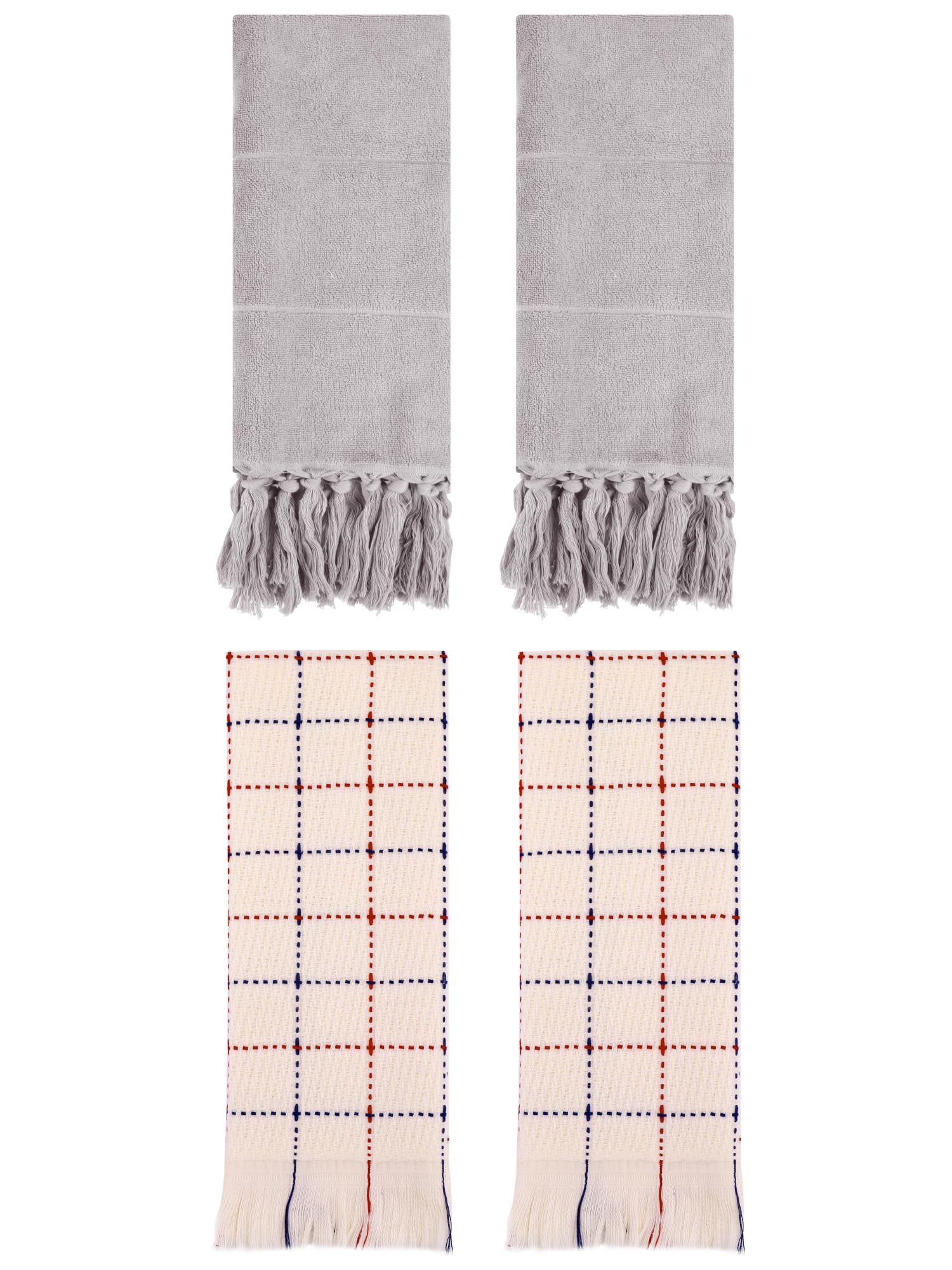 Unique Bargains 4 Pack Cotton Comfy Turkish Bath Towel Grey/Beige 14"x30"/13"x29"