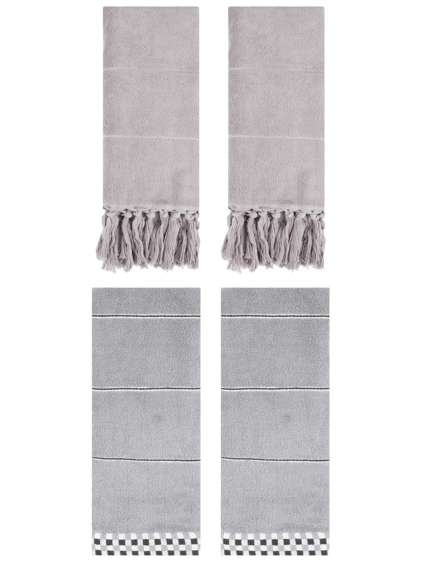 Unique Bargains 4 Pcs Bathroom Hand Towels 14" x 30" Grey