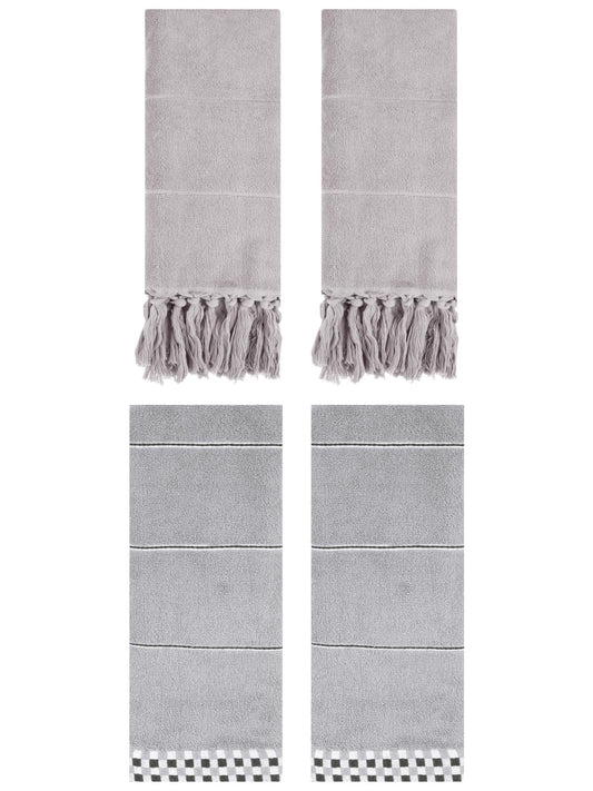 Unique Bargains 4 Pcs Bathroom Hand Towels 14" x 30" Grey