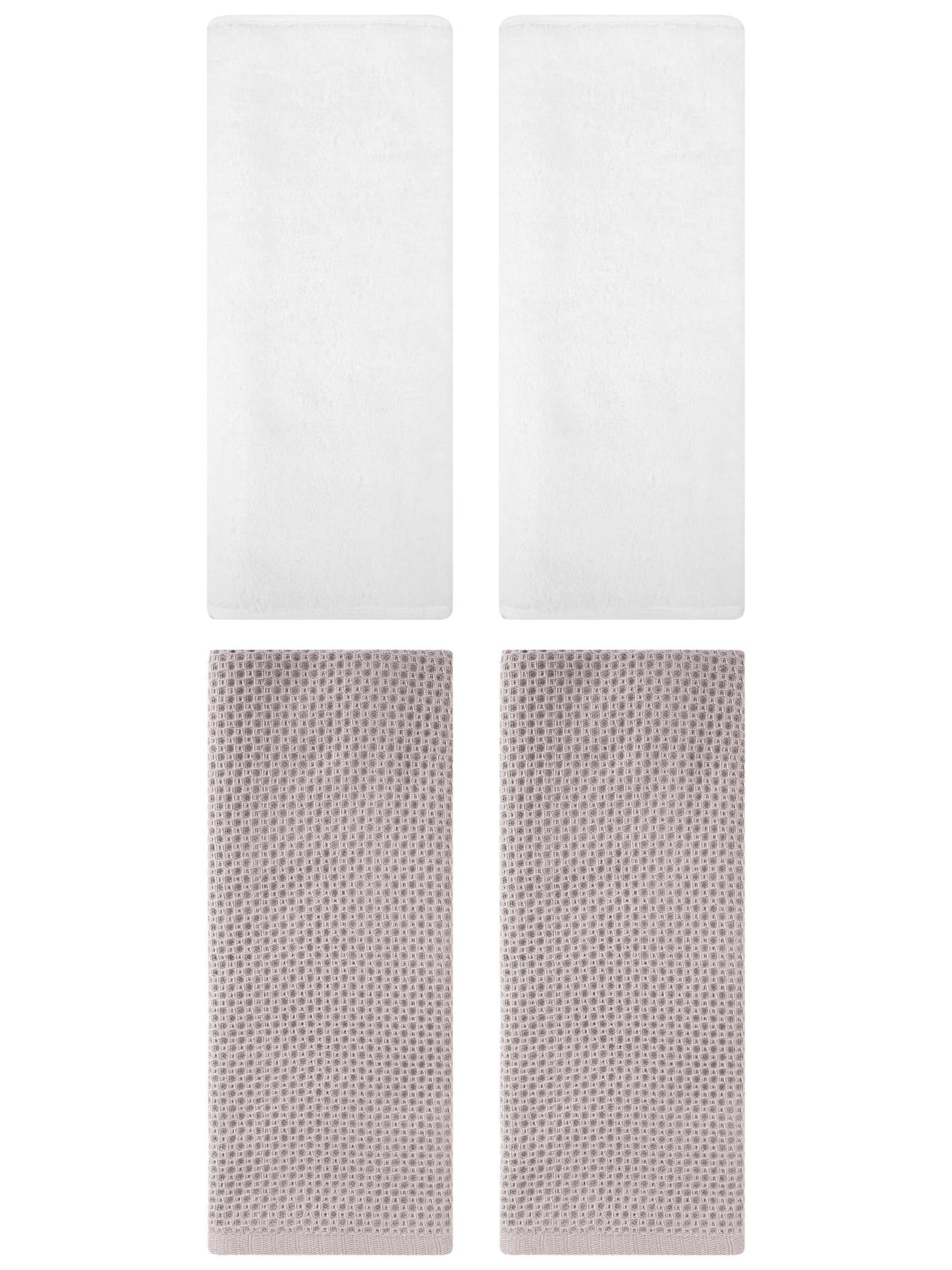 Unique Bargains 4 Pcs Cotton Hand Towels 13" x 30" Camel/White