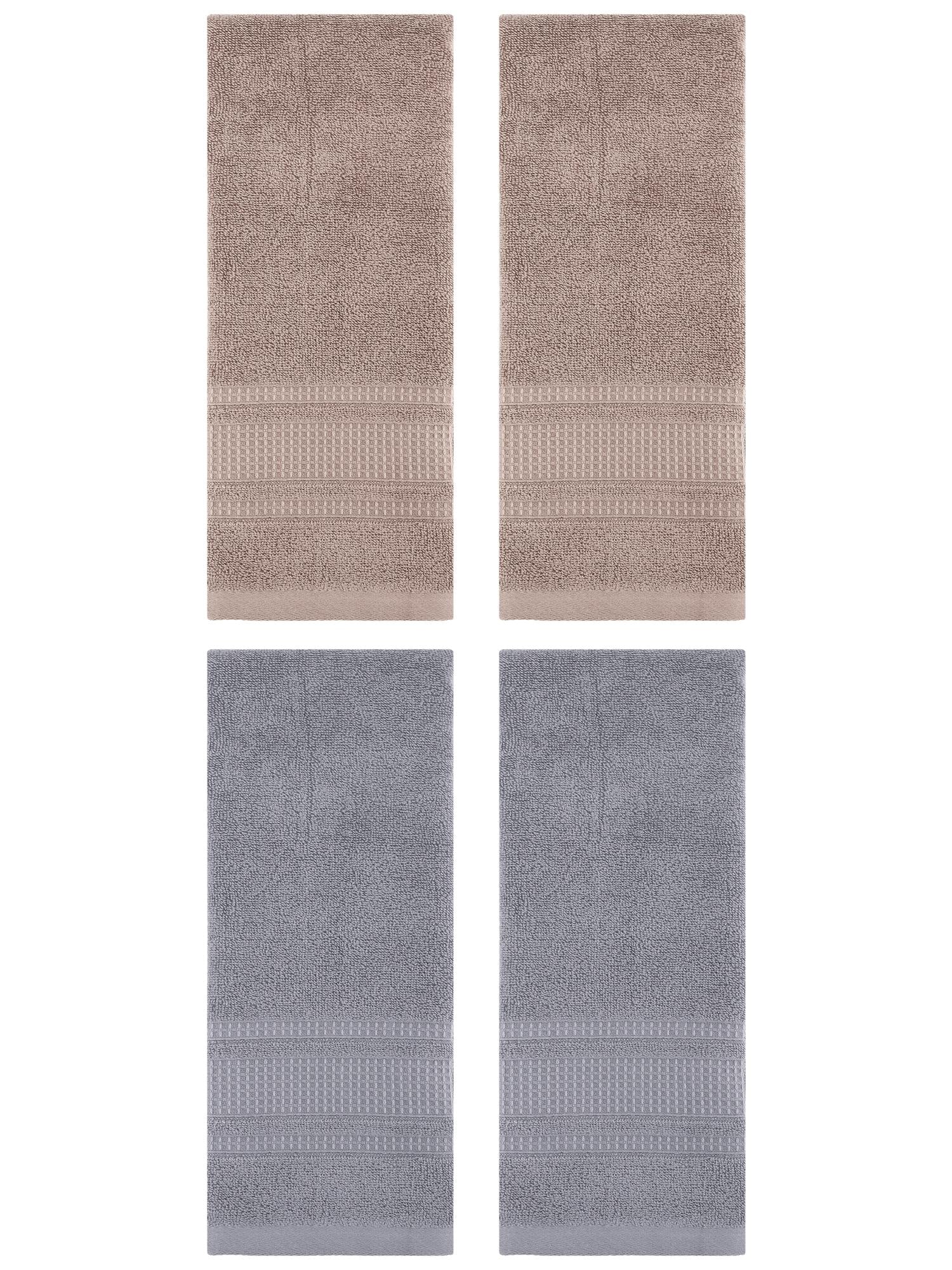 Unique Bargains 4 Pcs Hand Towel Set of 2 for Bathroom 13" x 29" Brown/Grey