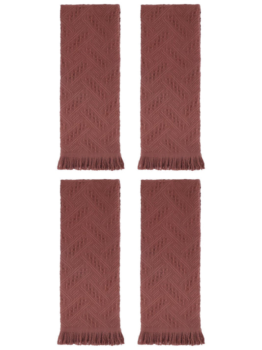 Unique Bargains 4 Pcs Jacquard Pattern Soft Hand Towel Set 13" x 29" Brown