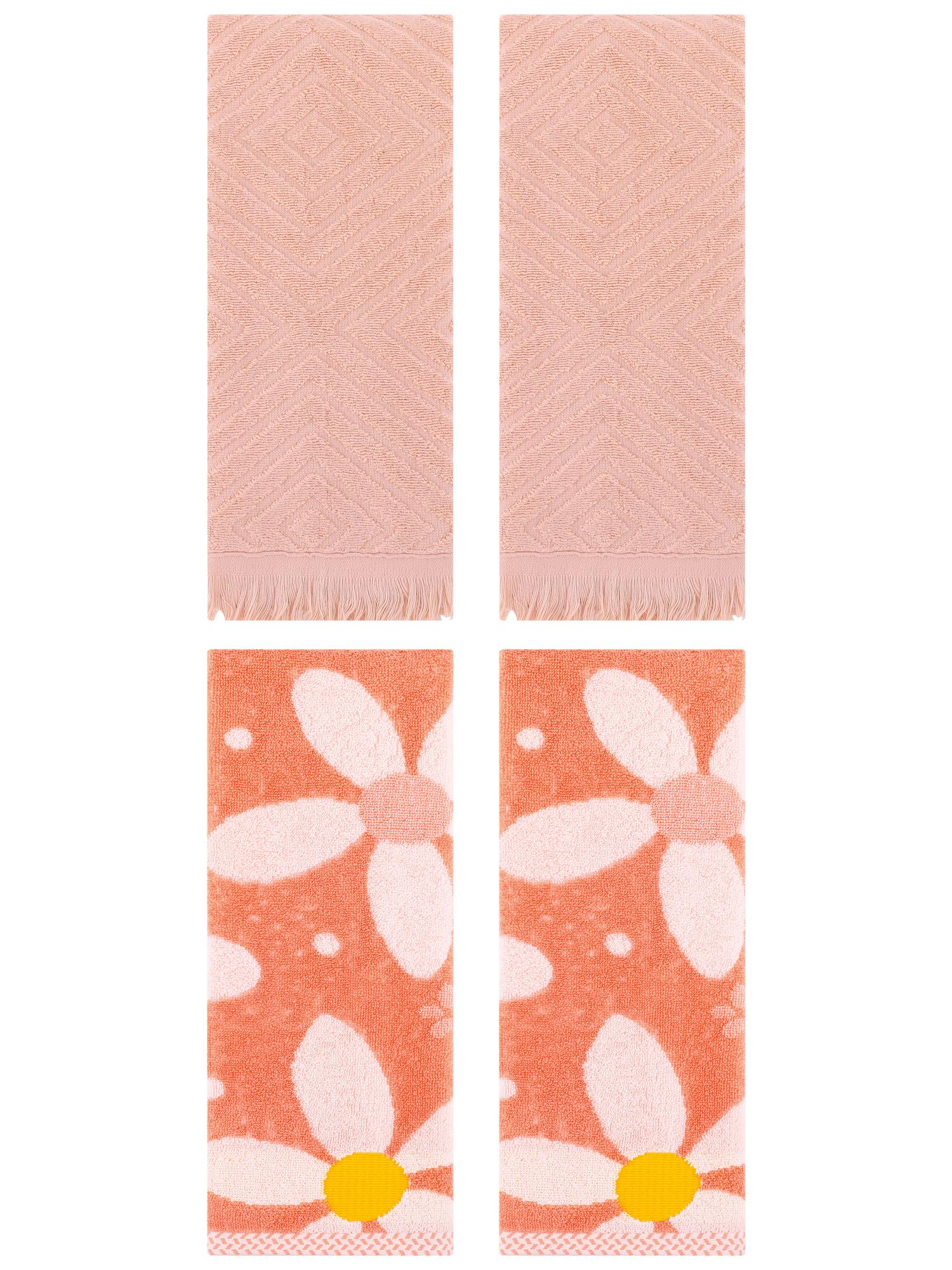 Unique Bargains 4 Pcs Soft Absorbent Bathroom Hand Towels 13 x 29 Inch Orange