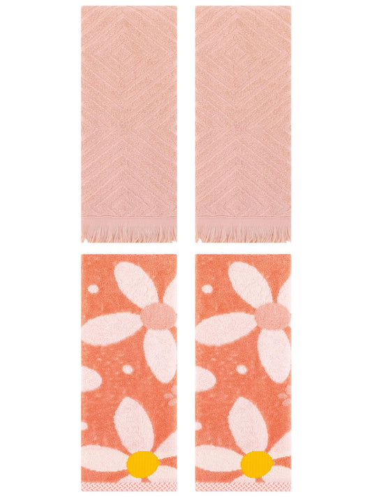 Unique Bargains 4 Pcs Soft Absorbent Bathroom Hand Towels 13 x 29 Inch Orange