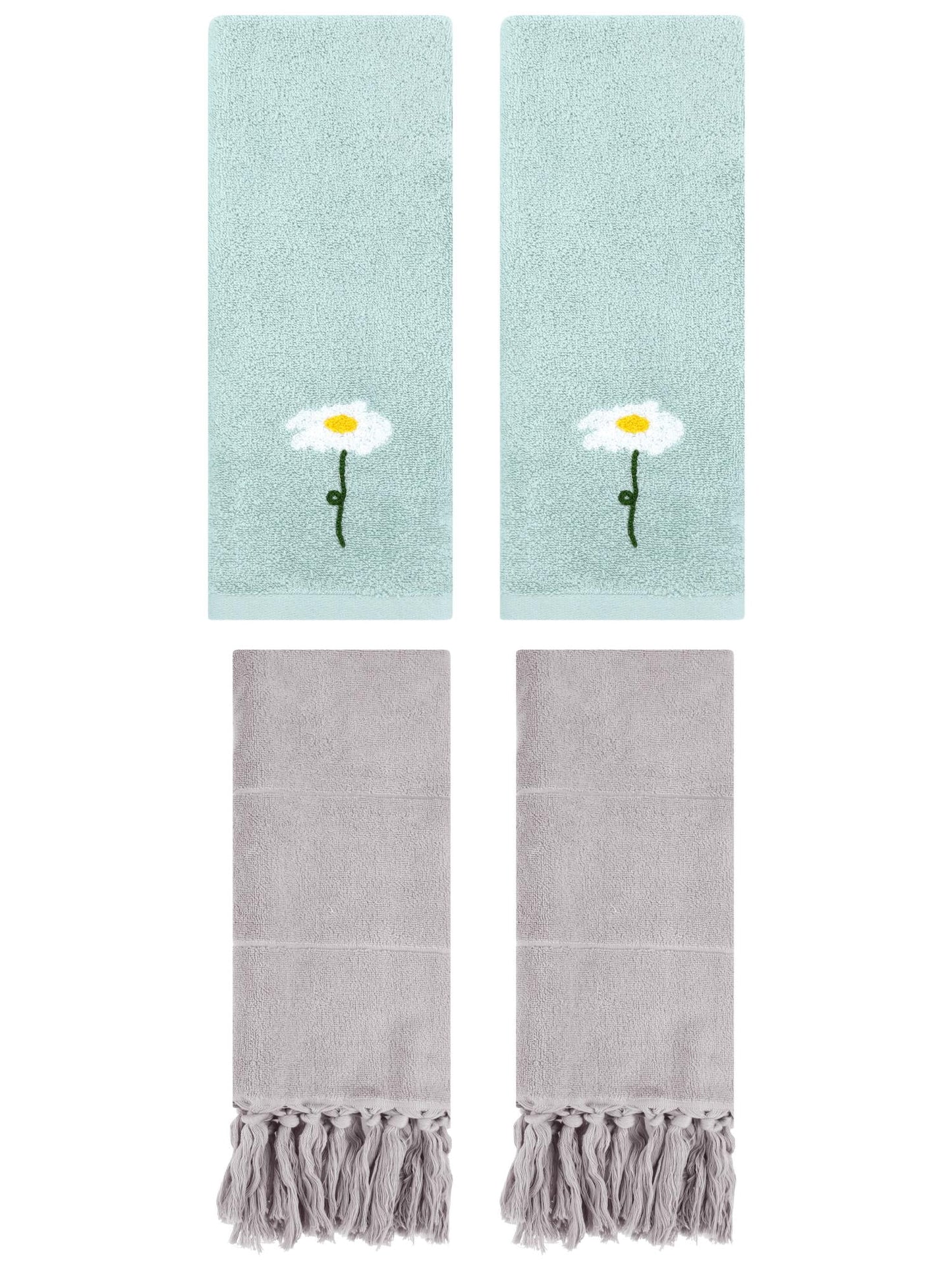 Unique Bargains 4 Pcs Soft Bath Towel Set Grey/Blue 14" x 30"/13" x 30"