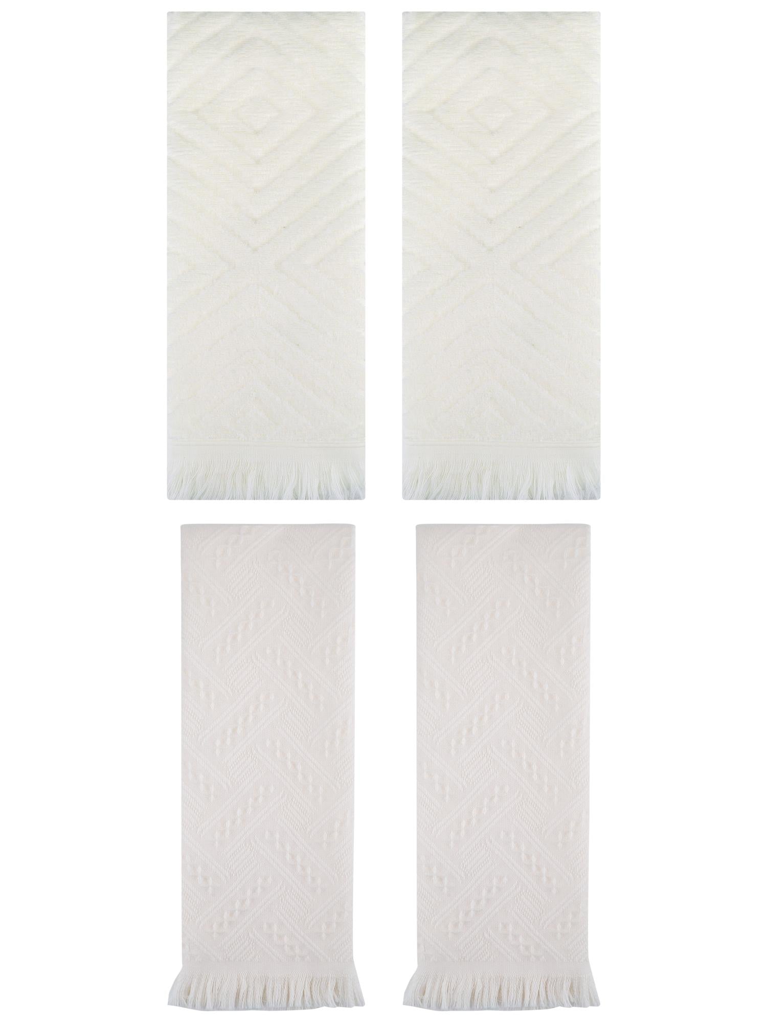 Unique Bargains 4 Pcs Soft Geometric Hand Towels 13" x 29" Beige