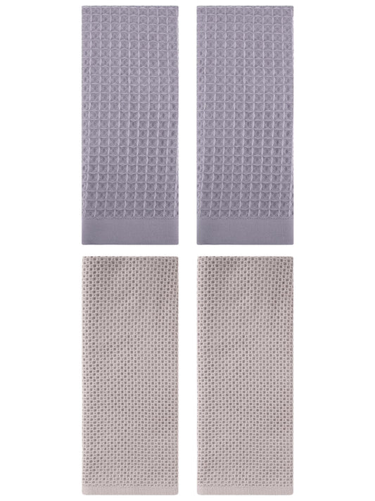Unique Bargains 4 Pcs Soft Waffle Hand Towel Camel/Grey 13" x 30"/14" x 30"