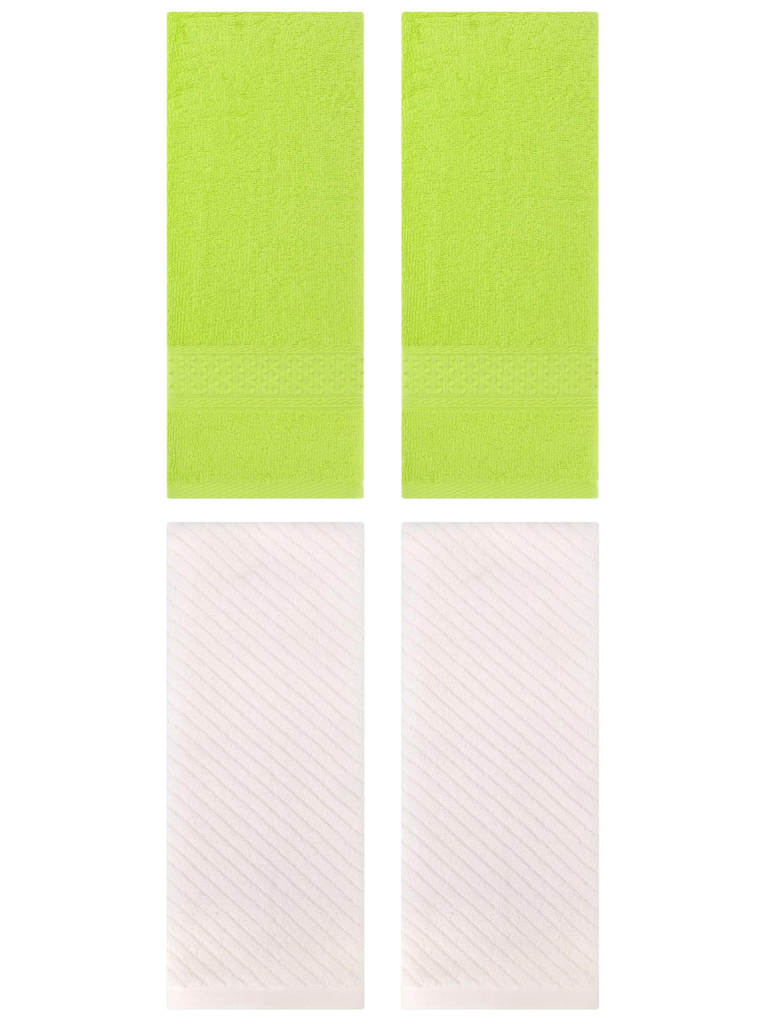 Unique Bargains 4 Pcs Solid Soft Bathroom Hand Towel Light Green/Beige 13" x 30"/14" x 30"