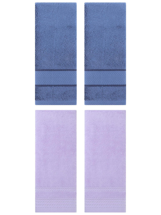 Unique Bargains 4 Pcs Striped Quick Drying Non-Linting Hand Towel Purple/Light Blue