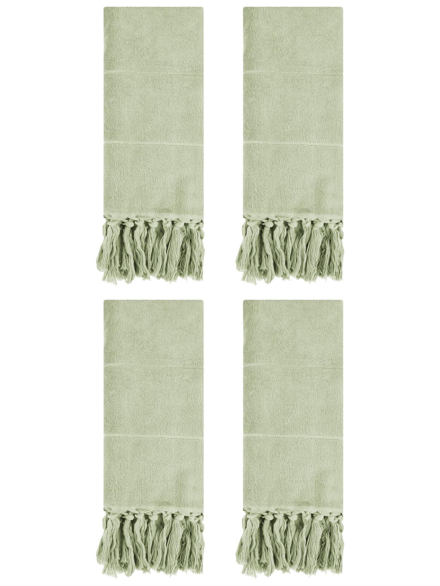 Unique Bargains 4 Pcs Turkish Hand Towels Green 14" x 30"