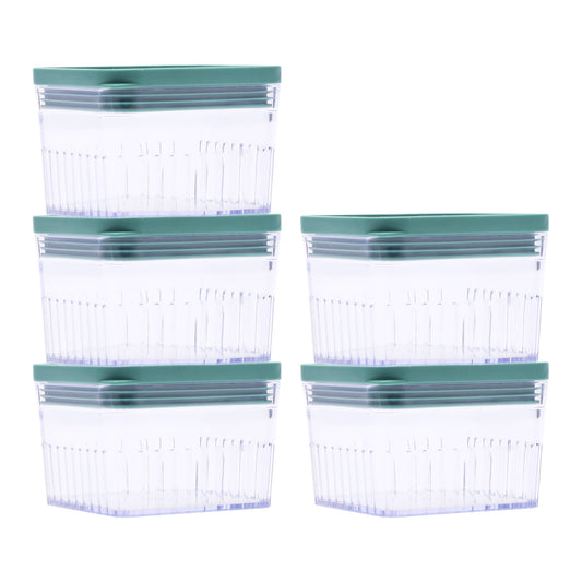 Unique Bargains 5 Pcs Airtight Food Storage Containers for Pantry Organization 10 oz Light Green
