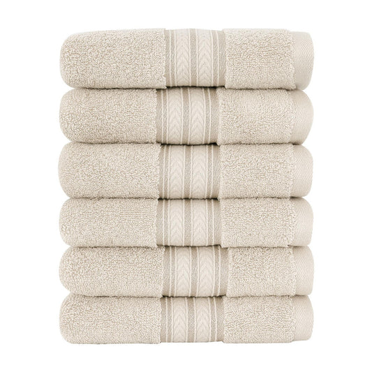 Unique Bargains 6-Pack 100% Cotton Absorbent Bathroom Towel Camel Color