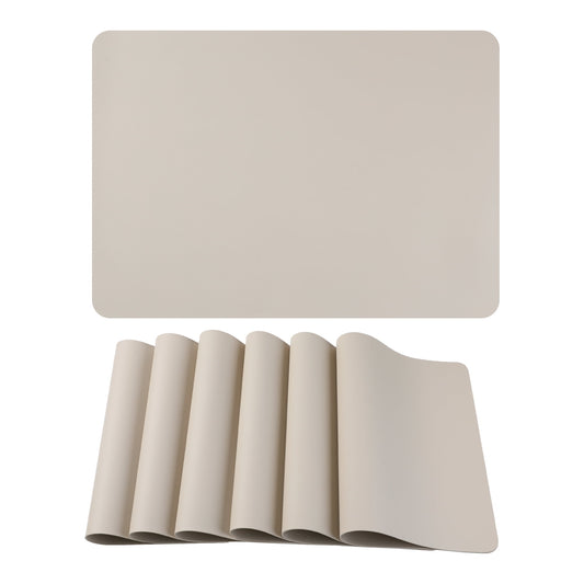 Unique Bargains 6 Pack Faux Leather Placemats for Kitchen Dining Table Decor Cream 17"x12"