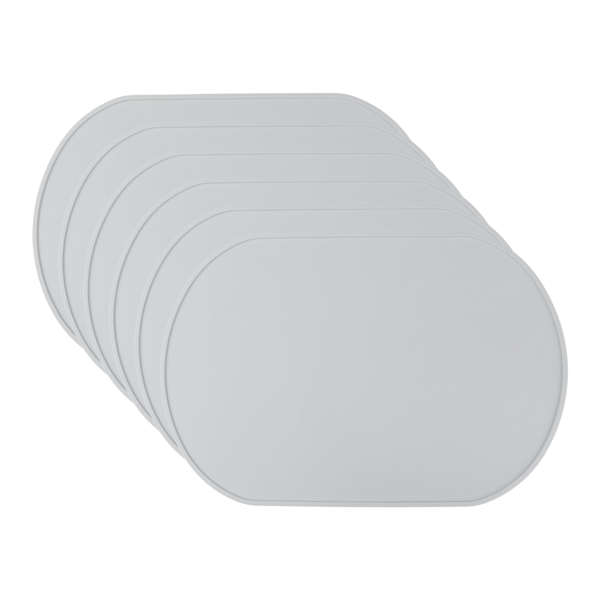 Unique Bargains 6 Pack Silicone Placemats for Kitchen Dining Table Decor Light Gray 15"x10"