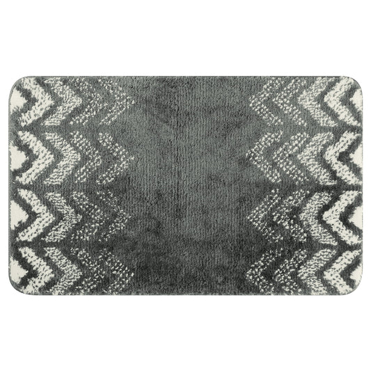Unique Bargains Absorbent Bath Mat Rug Geometric Patterns Bathroom Mat Non-Slip Carpet Dark Grey 20" x 32"
