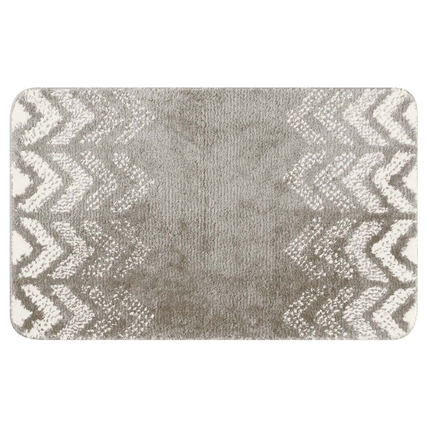 Unique Bargains Absorbent Bath Mat Rug Geometric Patterns Bathroom Mat Non-Slip Carpet Grey 16" x 24"